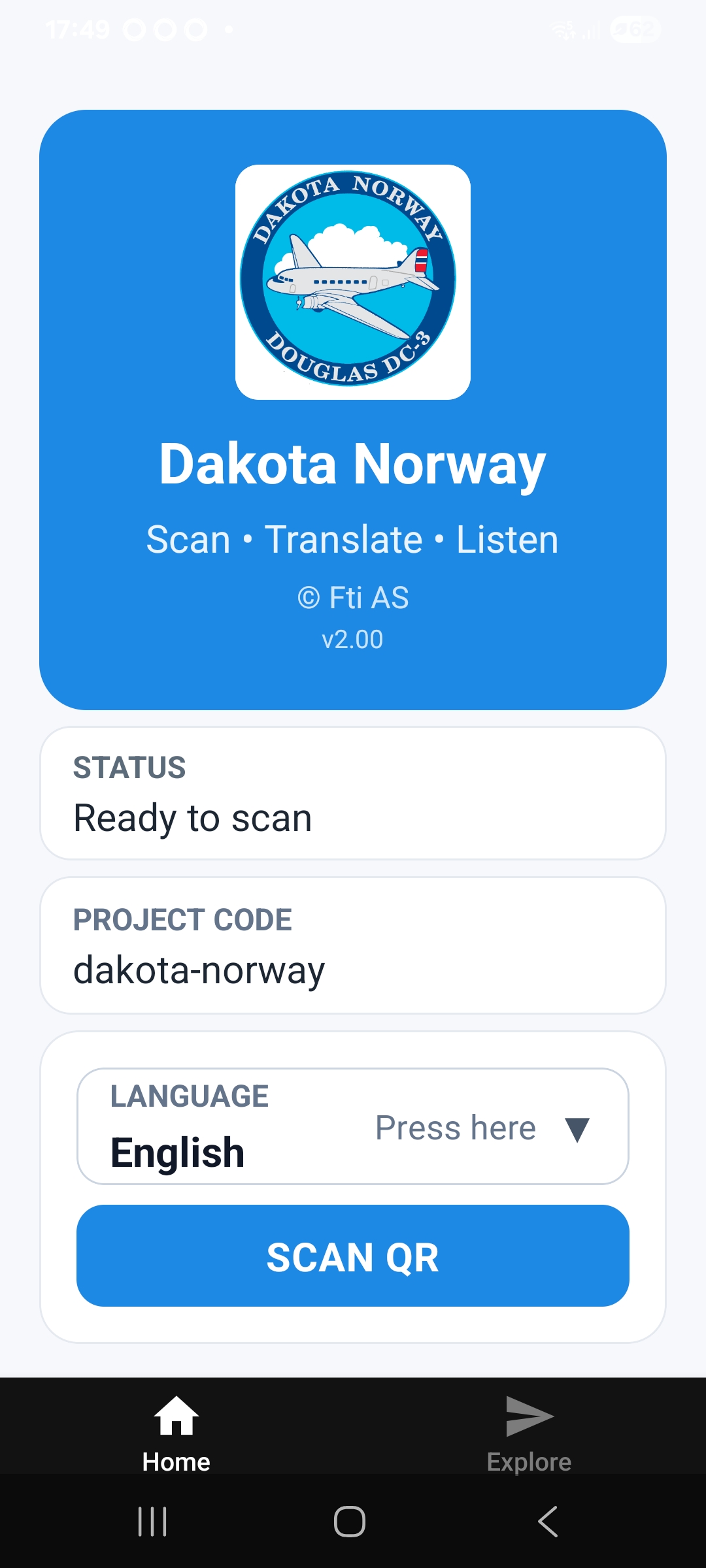 QR DOC READER mobile application screenshot